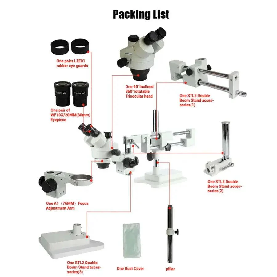 Double-Arm Boom Stereo Zoom Trinocular Microscope PCB Soldering - Image 2