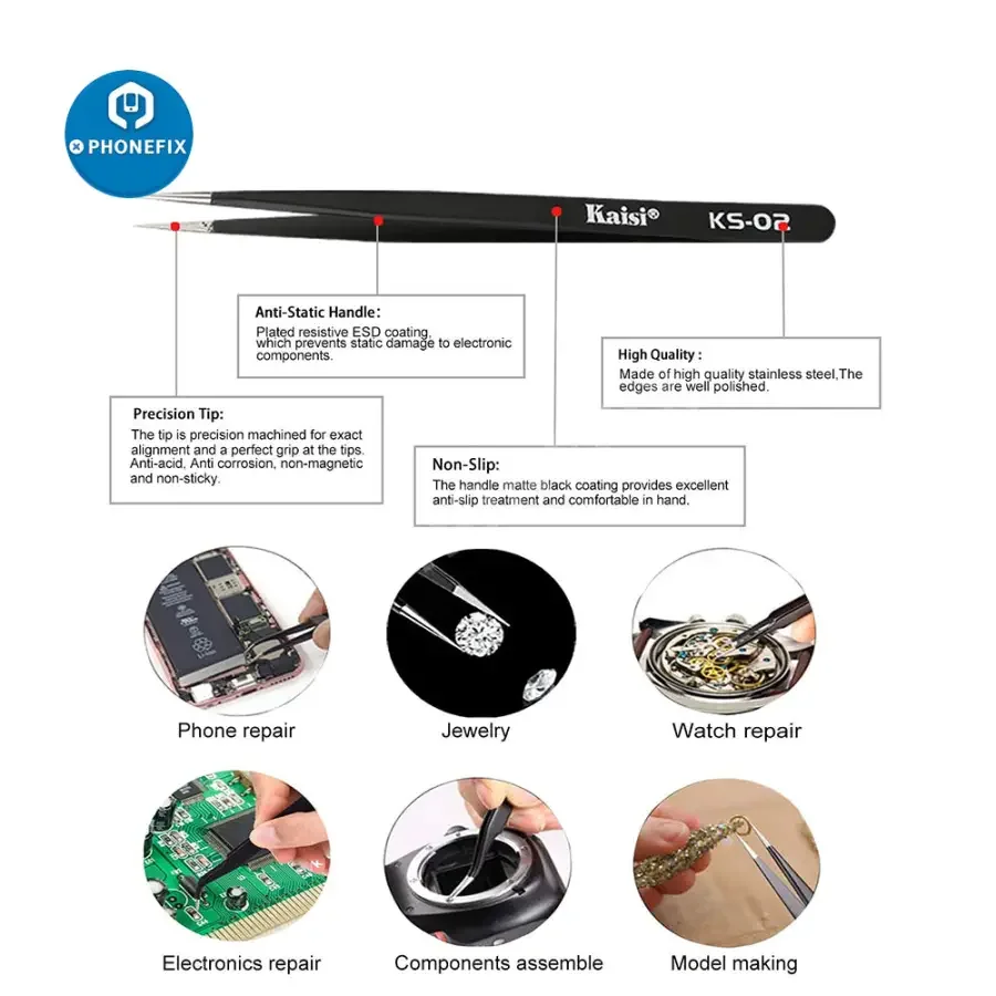 Double Sided Soldering Assist Aid Repair Tool With 2 Precision Tweezers - Image 7