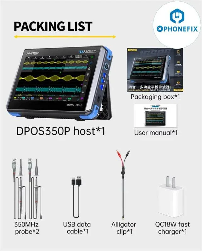 DPOS350P 4in1 Tablet Oscilloscope 350MHz Signal Generator - Image 7