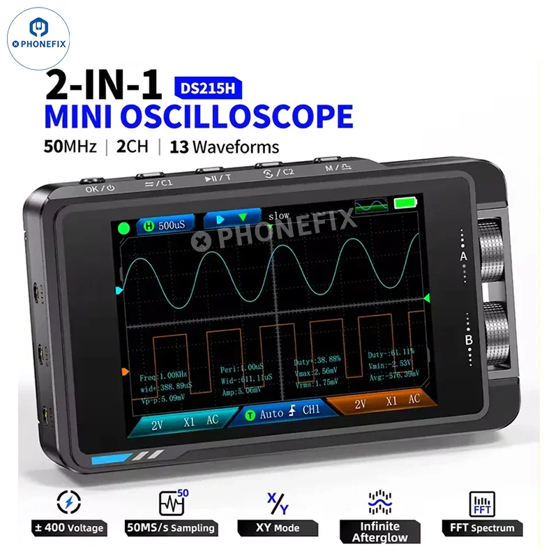 DS215H Mini Oscilloscope 2in1 Dual Channel Signal Generator - Image 2