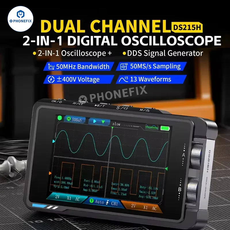 DS215H Mini Oscilloscope 2in1 Dual Channel Signal Generator - Image 6