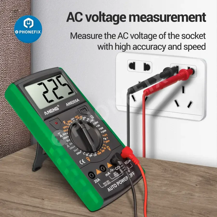 DT9205A+ Digital Multimeter AC/DC Voltage Tester with 9V Battery - Image 5