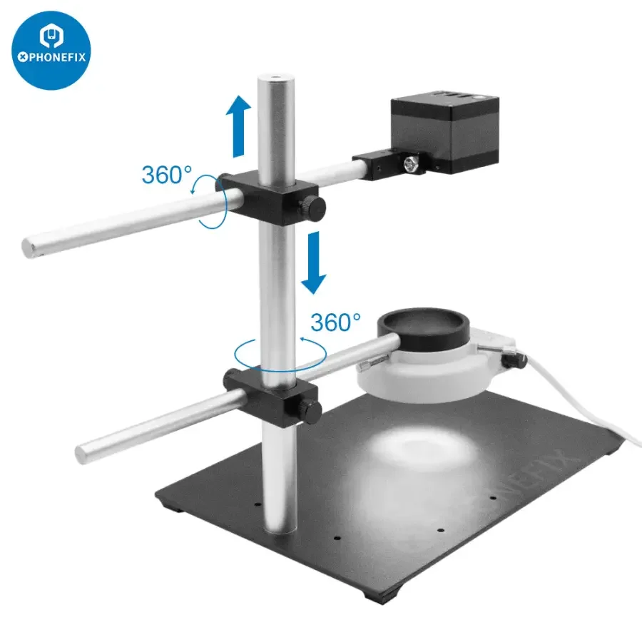 Dual Arm Boom Stand Adjustable Metal Holder Set For Microscope Camera - Image 6