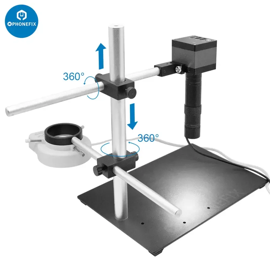 Dual Arm Boom Stand Adjustable Metal Holder Set For Microscope Camera - Image 7