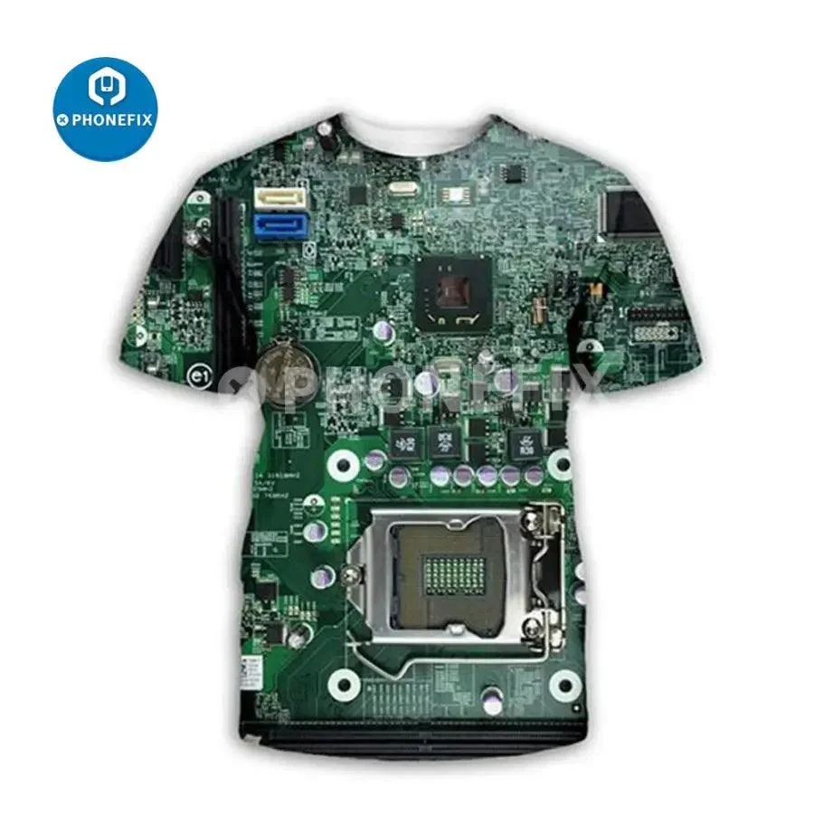 Electronic IC 3D Print Hip-hop Style T-Shirt For Phone Repair Men's - Image 10