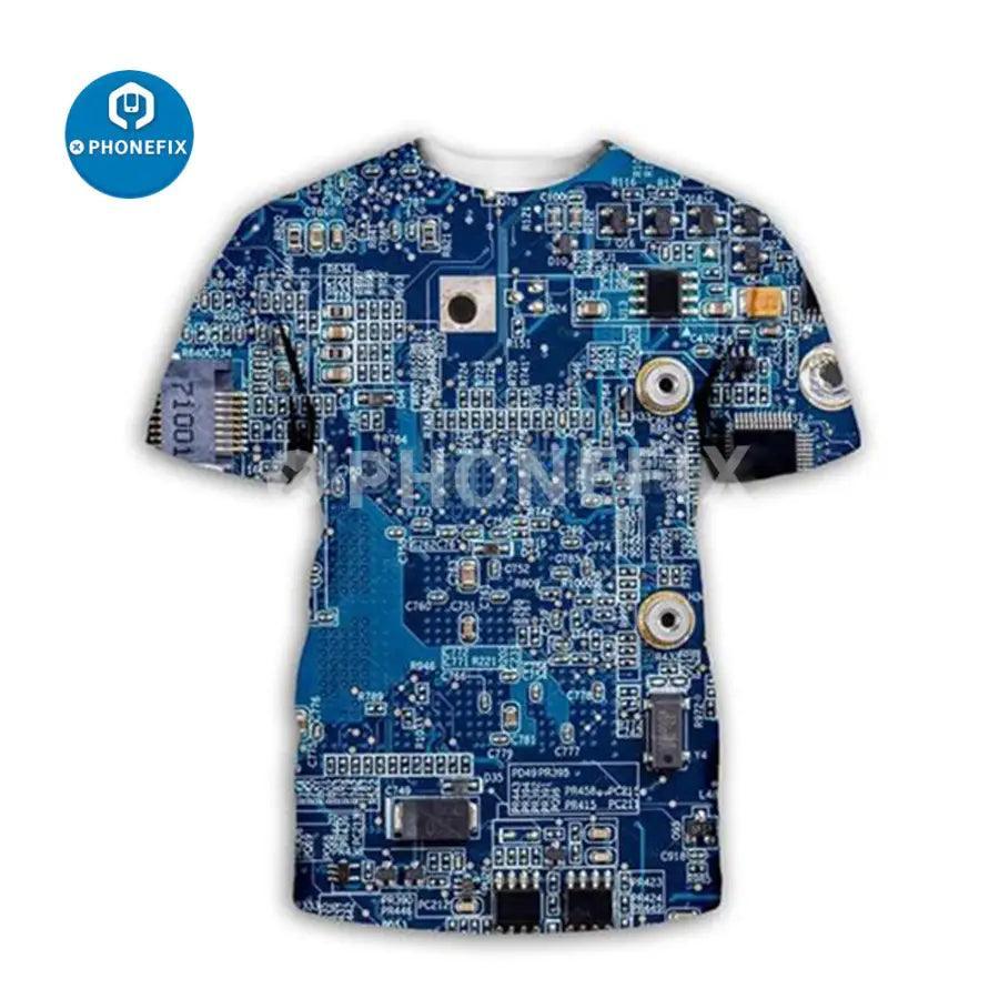 Electronic IC 3D Print Hip-hop Style T-Shirt For Phone Repair Men's - Image 11