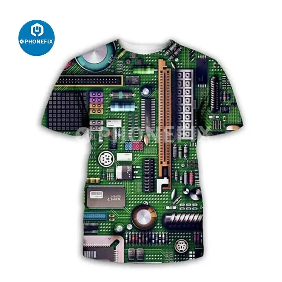 Electronic IC 3D Print Hip-hop Style T-Shirt For Phone Repair Men's - Image 12