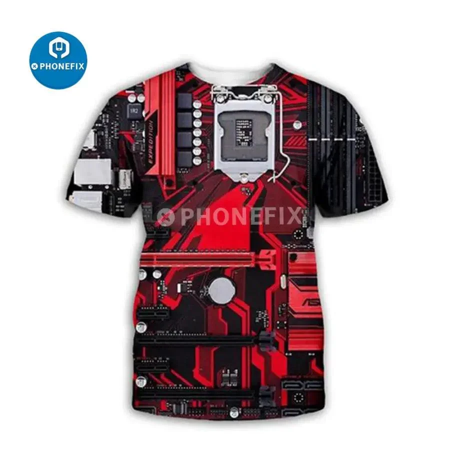 Electronic IC 3D Print Hip-hop Style T-Shirt For Phone Repair Men's - Image 3