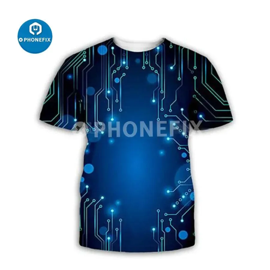 Electronic IC 3D Print Hip-hop Style T-Shirt For Phone Repair Men's - Image 4