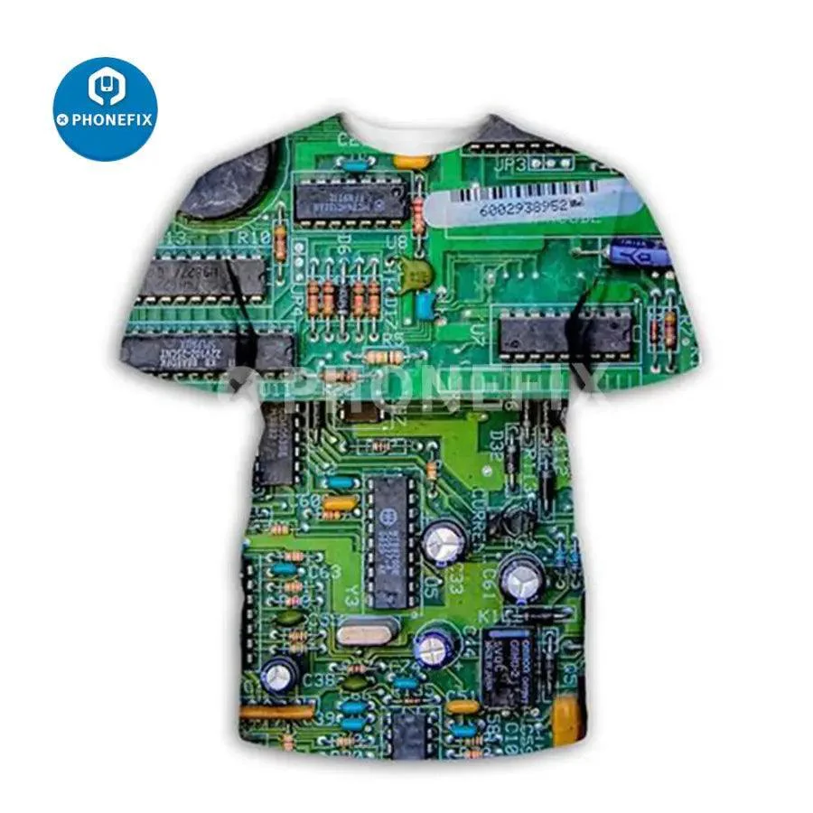 Electronic IC 3D Print Hip-hop Style T-Shirt For Phone Repair Men's - Image 5