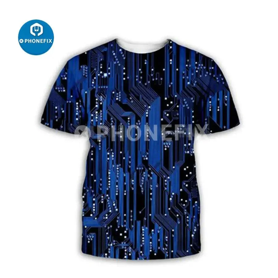 Electronic IC 3D Print Hip-hop Style T-Shirt For Phone Repair Men's - Image 6