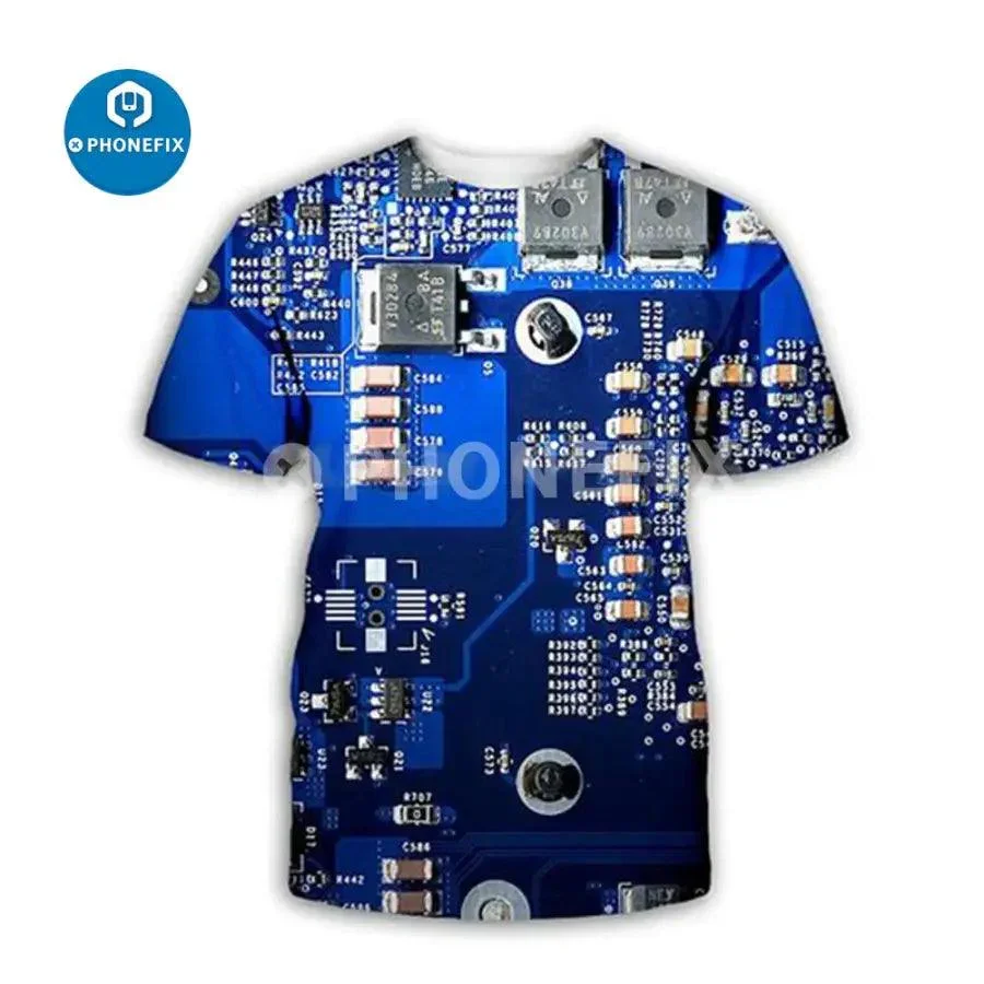 Electronic IC 3D Print Hip-hop Style T-Shirt For Phone Repair Men's - Image 7