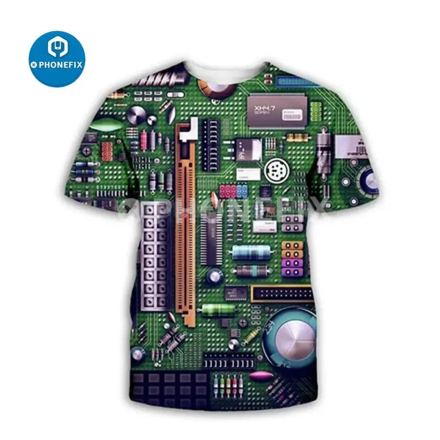 Electronic IC 3D Print Hip-hop Style T-Shirt For Phone Repair Men's - Image 8