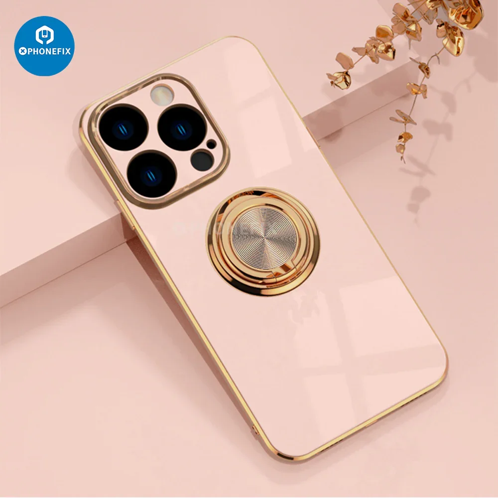 electroplated magnetic iPhone Back Case Cover with ring holder - Image 4