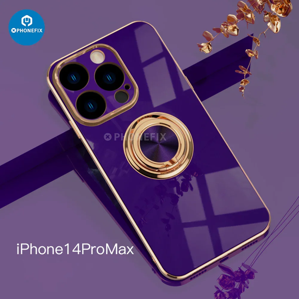 electroplated magnetic iPhone Back Case Cover with ring holder - Image 5