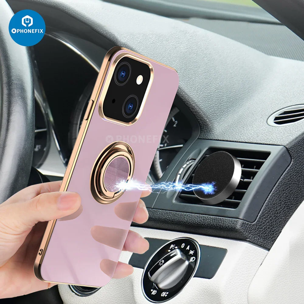 electroplated magnetic iPhone Back Case Cover with ring holder - Image 7