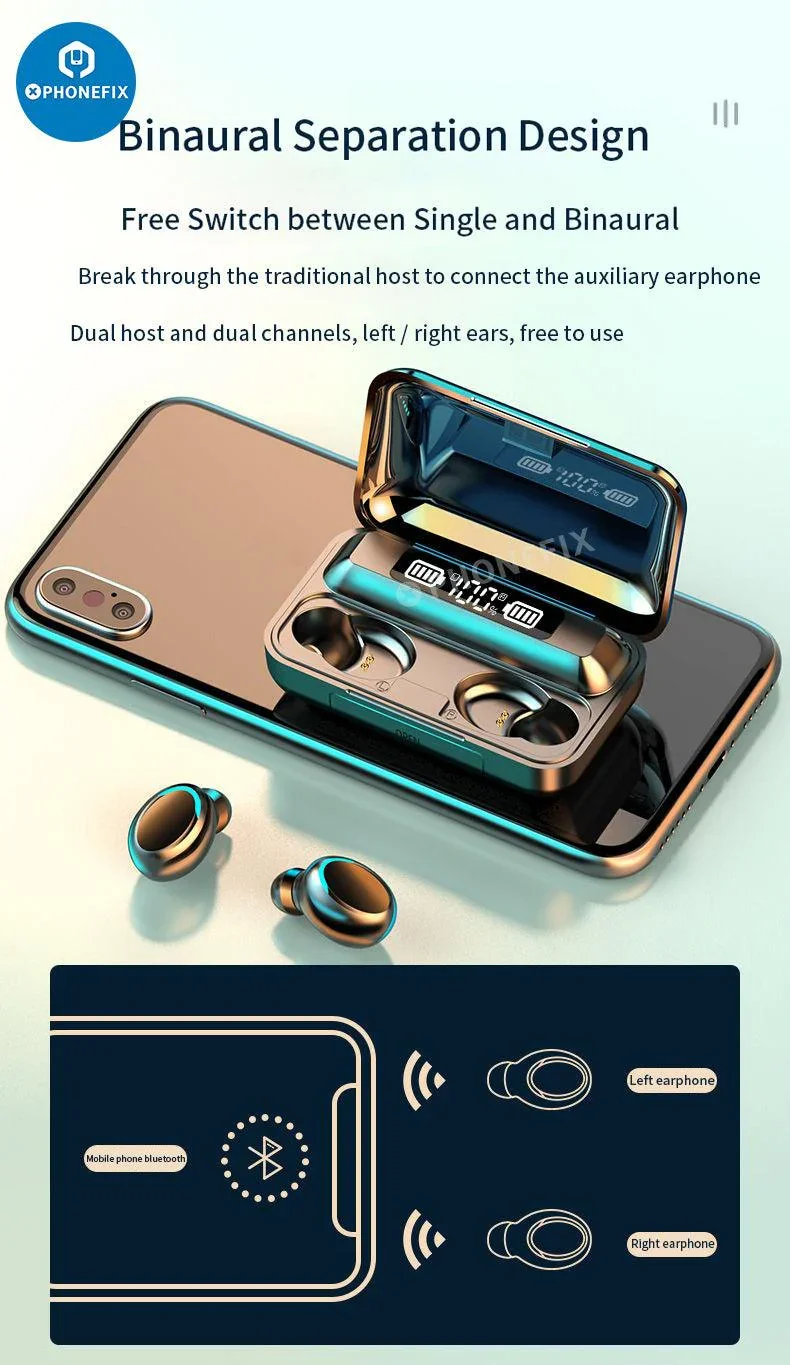 F9-5C Wireless Bluetooth Earphones Noise Reduction Earbuds With LED - Image 25