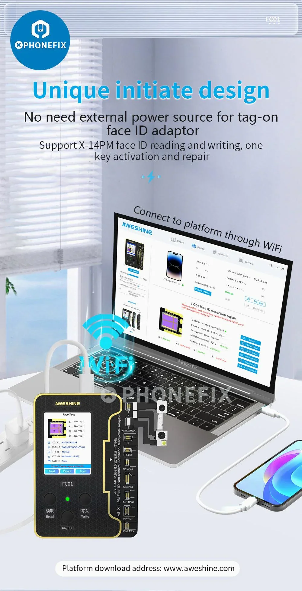 FC01 Face ID Dot Matrix Battery Activation Programmer For iPhone - Image 12