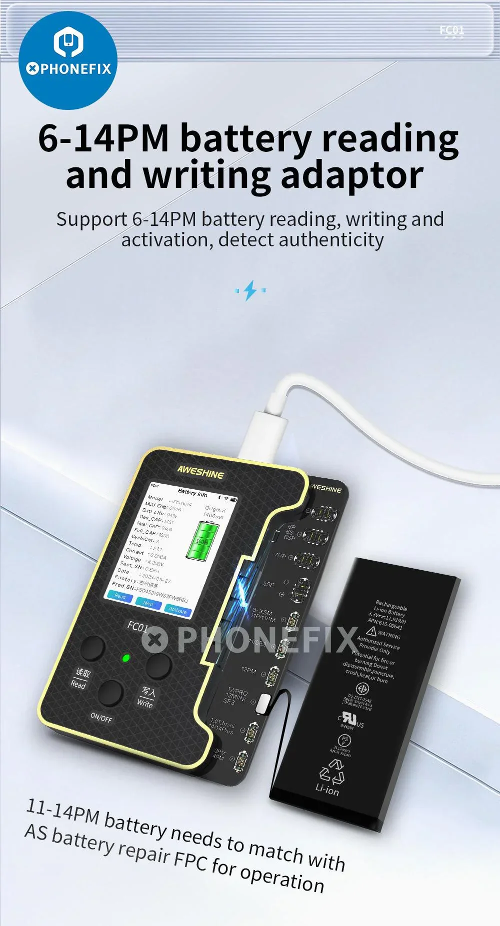 FC01 Face ID Dot Matrix Battery Activation Programmer For iPhone - Image 13
