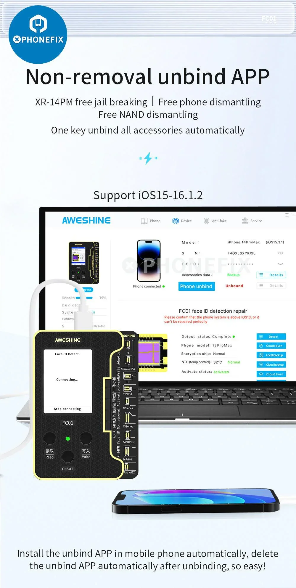 FC01 Face ID Dot Matrix Battery Activation Programmer For iPhone - Image 16