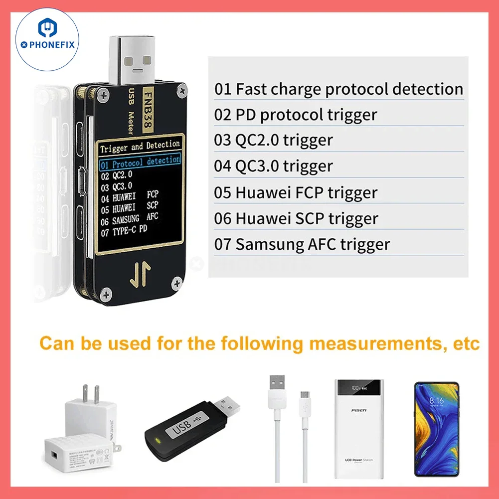 FNB38 FNIRSI-C1 USB Tester Voltage Ammeter Fast Charging Protocol Test - Image 13