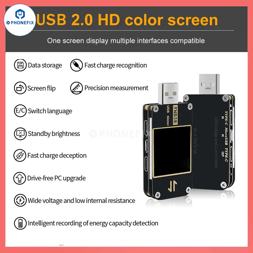 FNB38 FNIRSI-C1 USB Tester Voltage Ammeter Fast Charging Protocol Test - Image 2