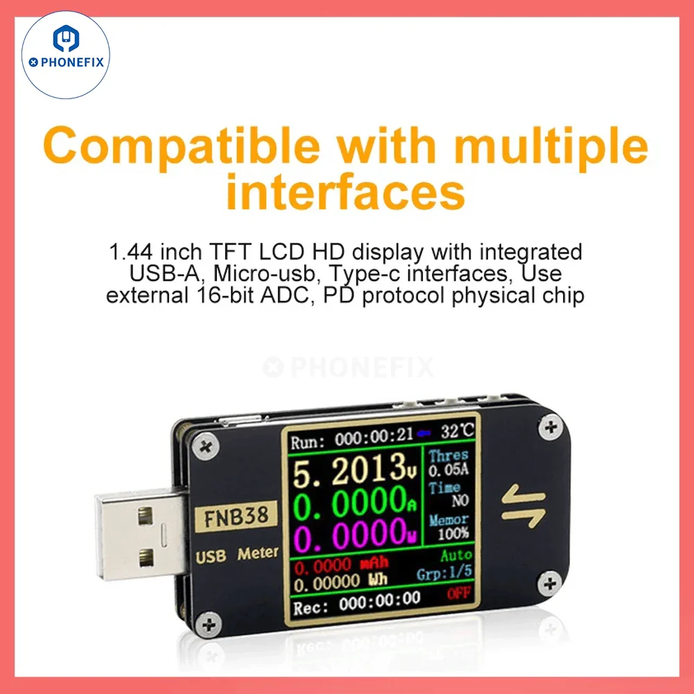 FNB38 FNIRSI-C1 USB Tester Voltage Ammeter Fast Charging Protocol Test - Image 3