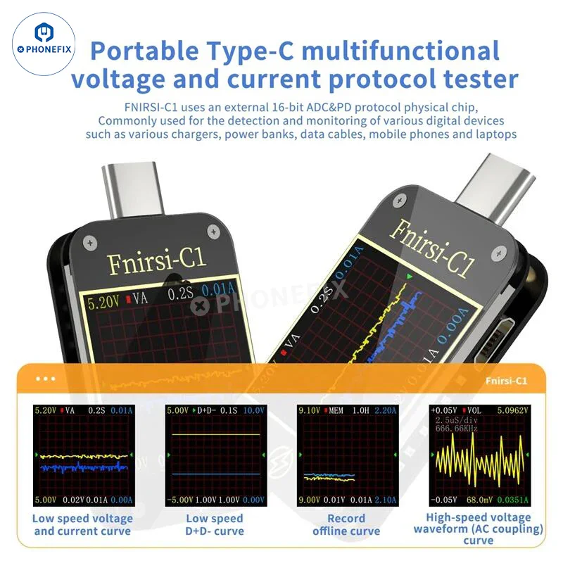 FNB38 FNIRSI-C1 USB Tester Voltage Ammeter Fast Charging Protocol Test - Image 5