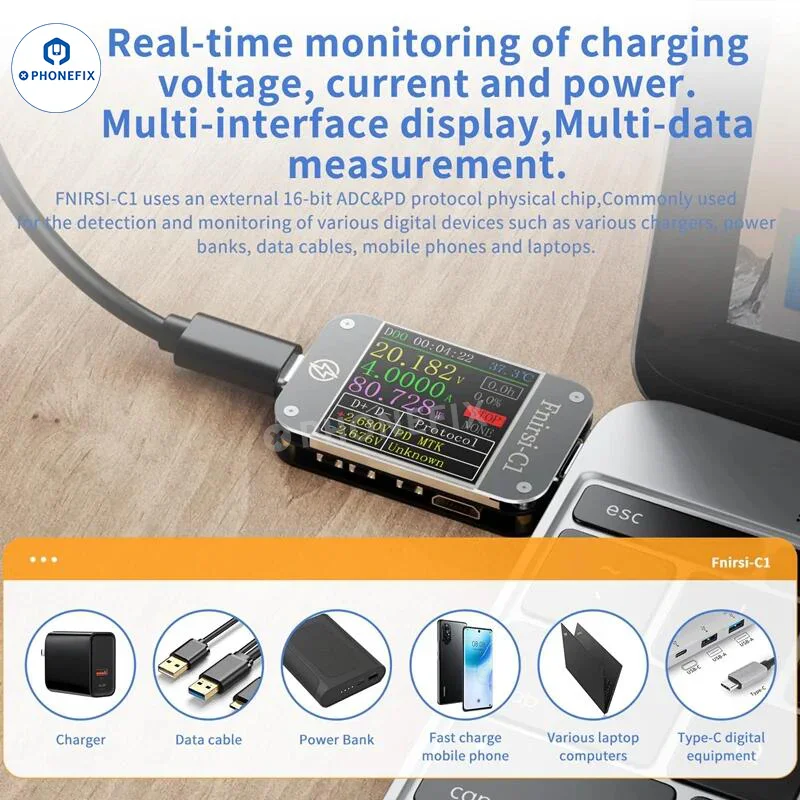 FNB38 FNIRSI-C1 USB Tester Voltage Ammeter Fast Charging Protocol Test - Image 9
