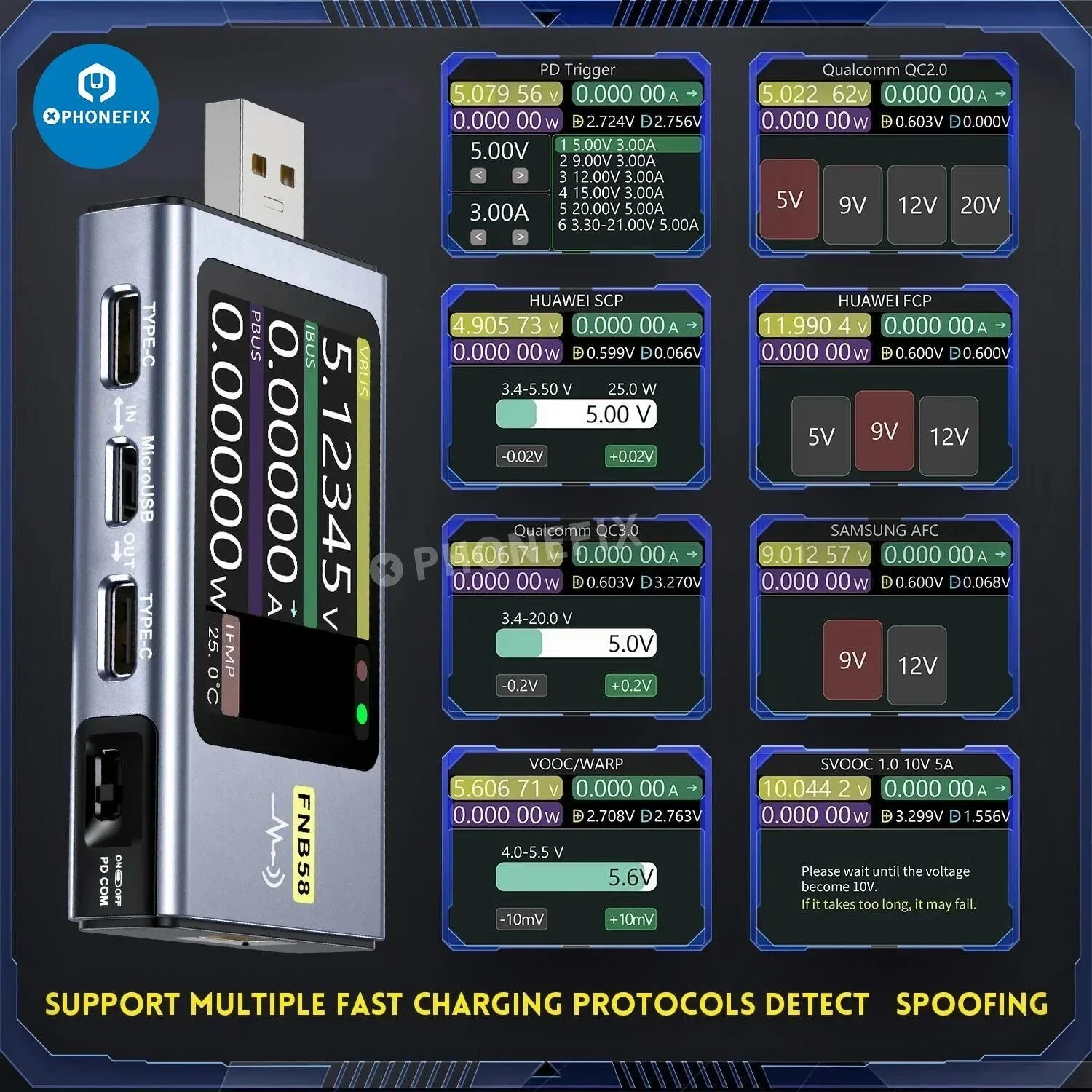FNB48S FNB58 USB Voltmeter Ammeter Type-C Fast Charging Tester - Image 2