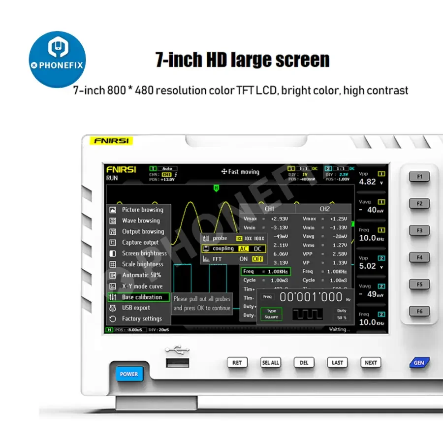 FNIRSI-1014D Digital Oscilloscope Dual Channel Input Signal Generator - Image 7