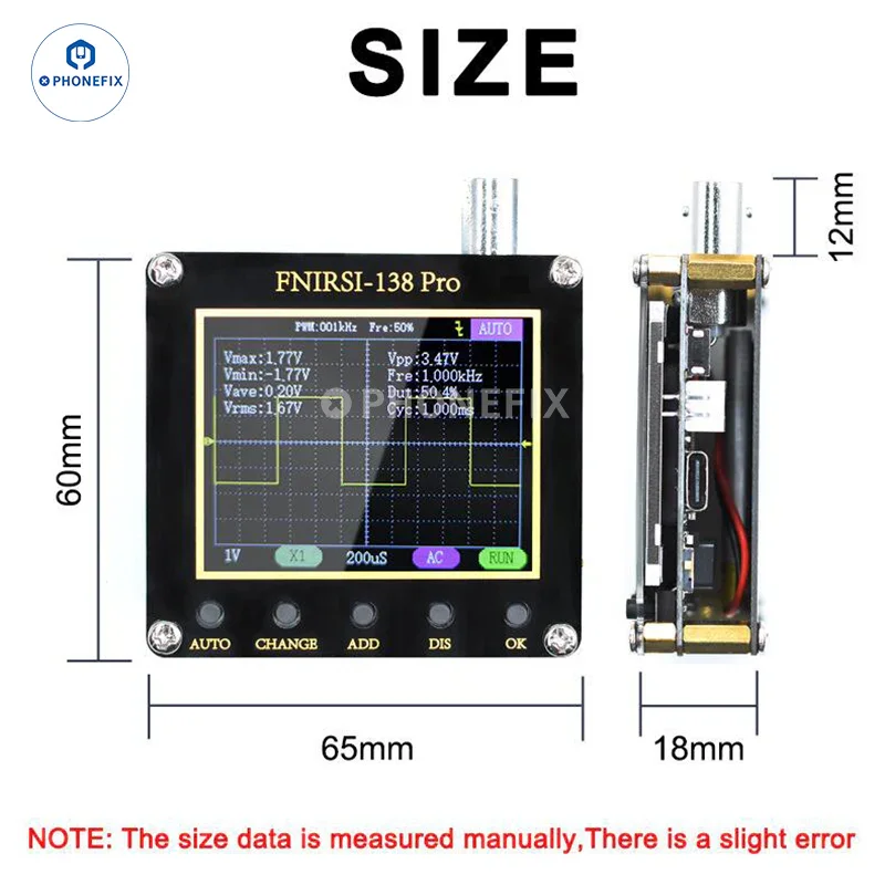 FNIRSI 138PRO Mini Digital Handheld Oscilloscope With 10x Probe - Image 7
