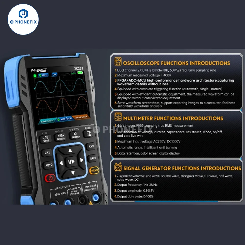 FNIRSI 2C23T 2C53T Portable Digital Multimeter 3 In 1 Signal Generator - Image 7