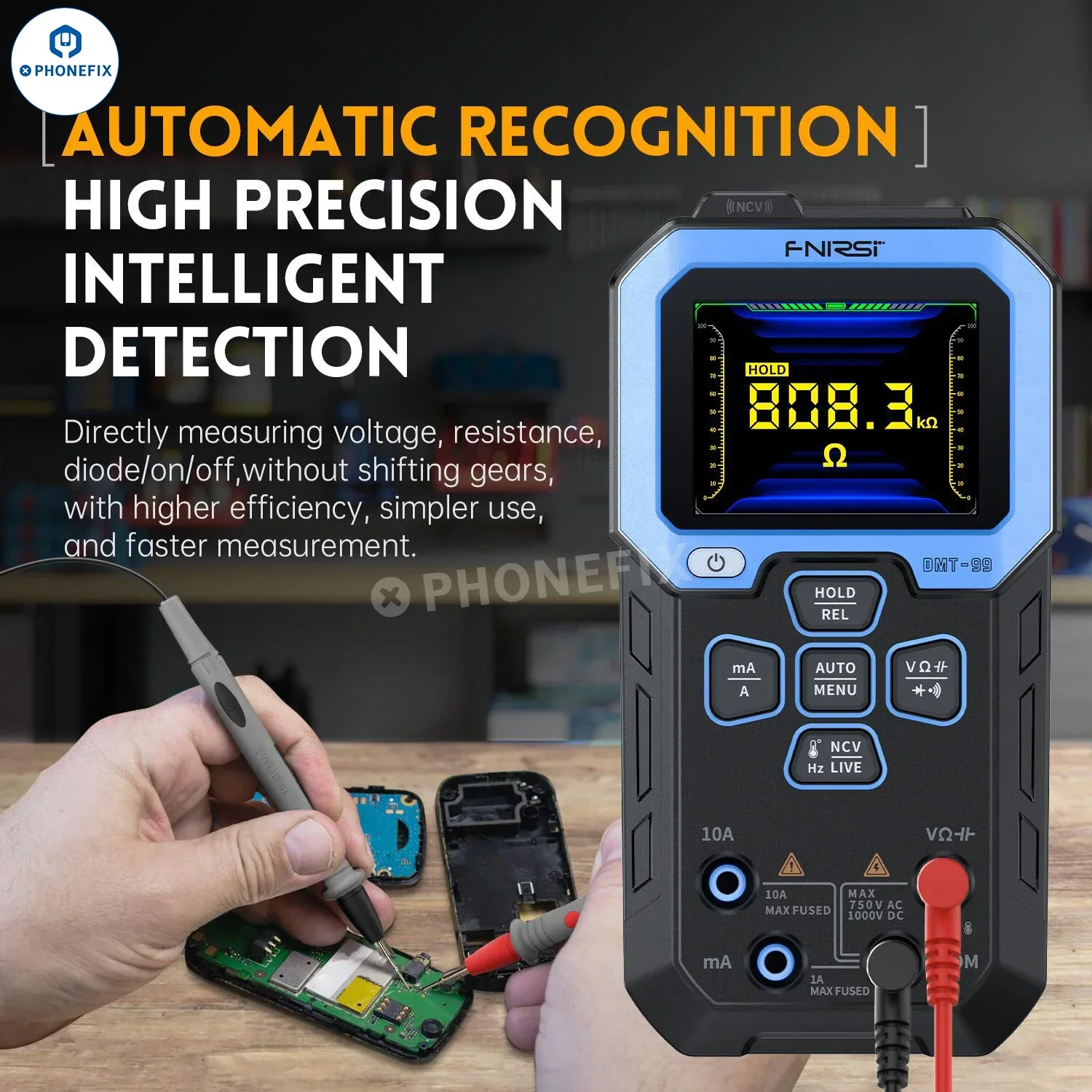 FNIRSI DMT-99 Digital Multimeter Smart Voltmeter Ammeter Tester - Image 2