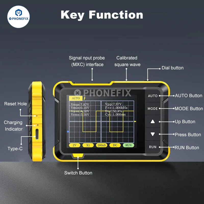 FNIRSI DSO152 2.5MS/s 200KHz Mini Handheld Digital Oscilloscope - Image 7