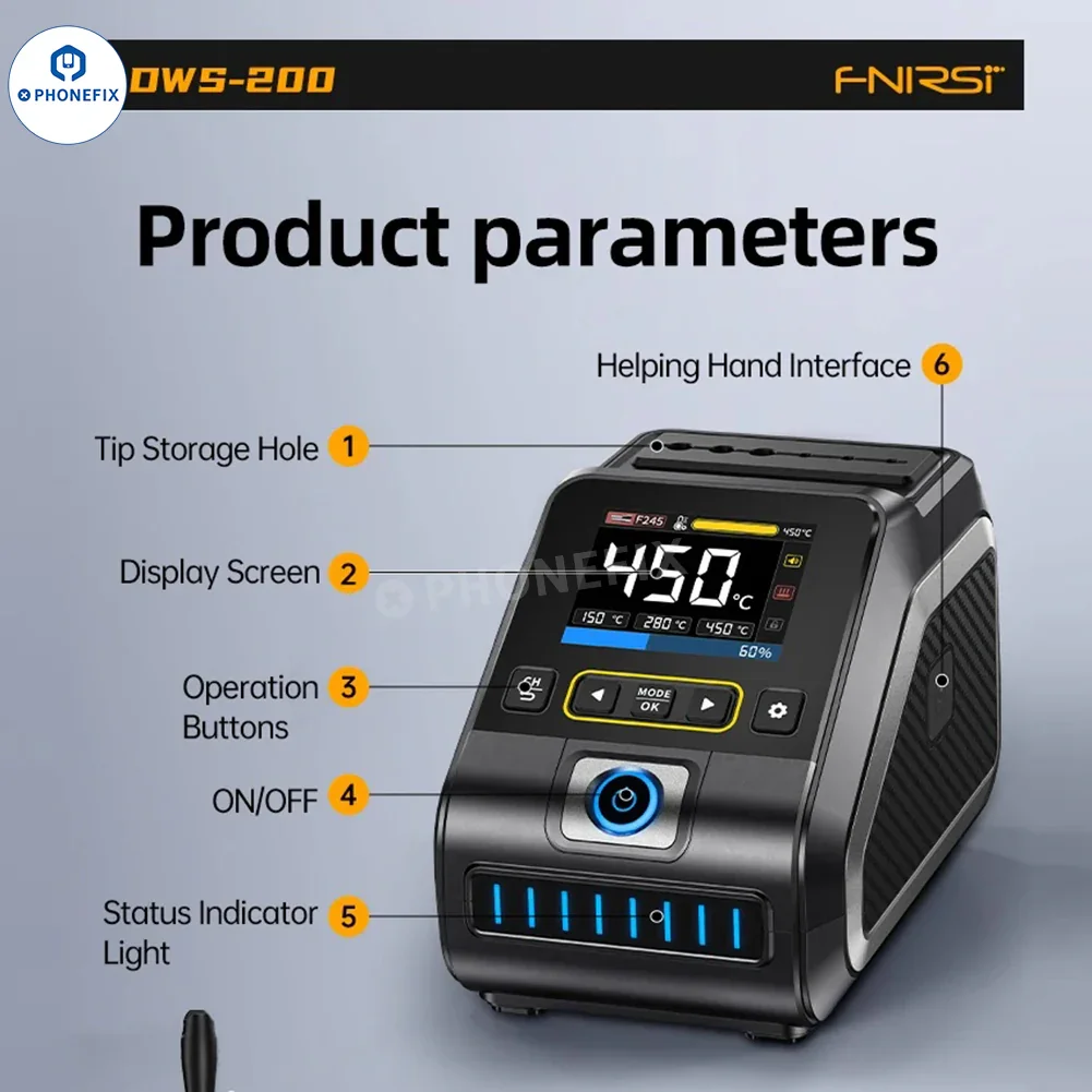 FNIRSI DWS-200 200W Soldering Station With T210 T245 Handle - Image 14