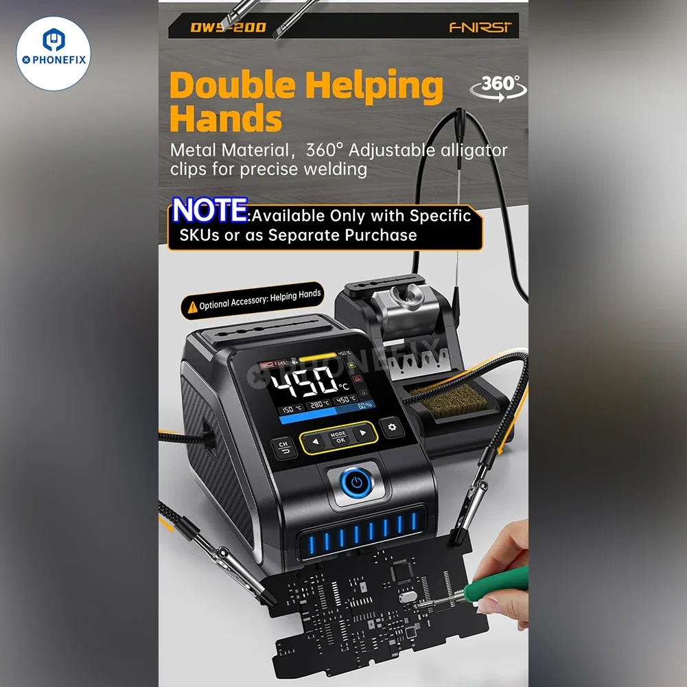 FNIRSI DWS-200 200W Soldering Station With T210 T245 Handle - Image 7