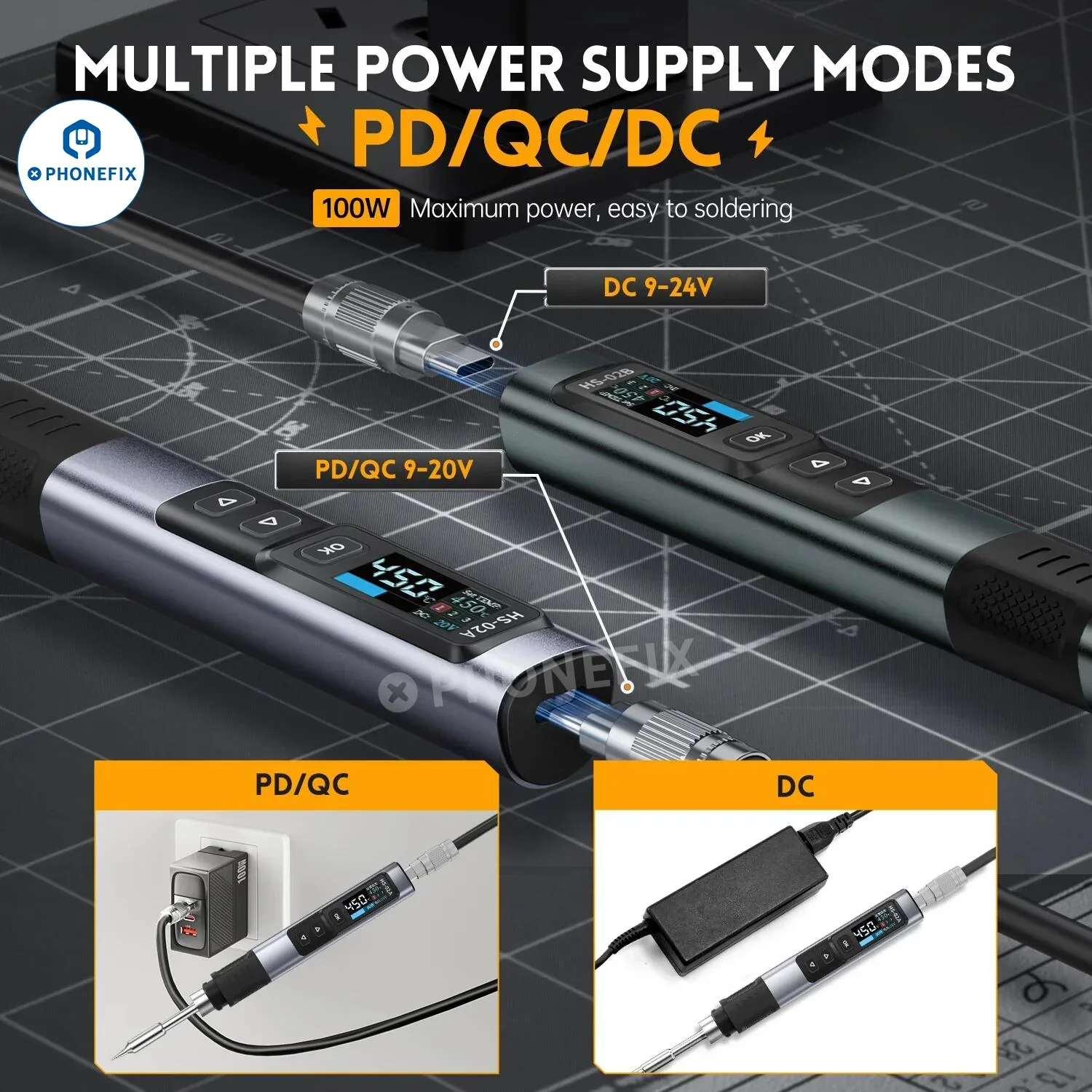FNIRSI HS-02 100W Soldering Iron Adjustable Constant Temperature - Image 3