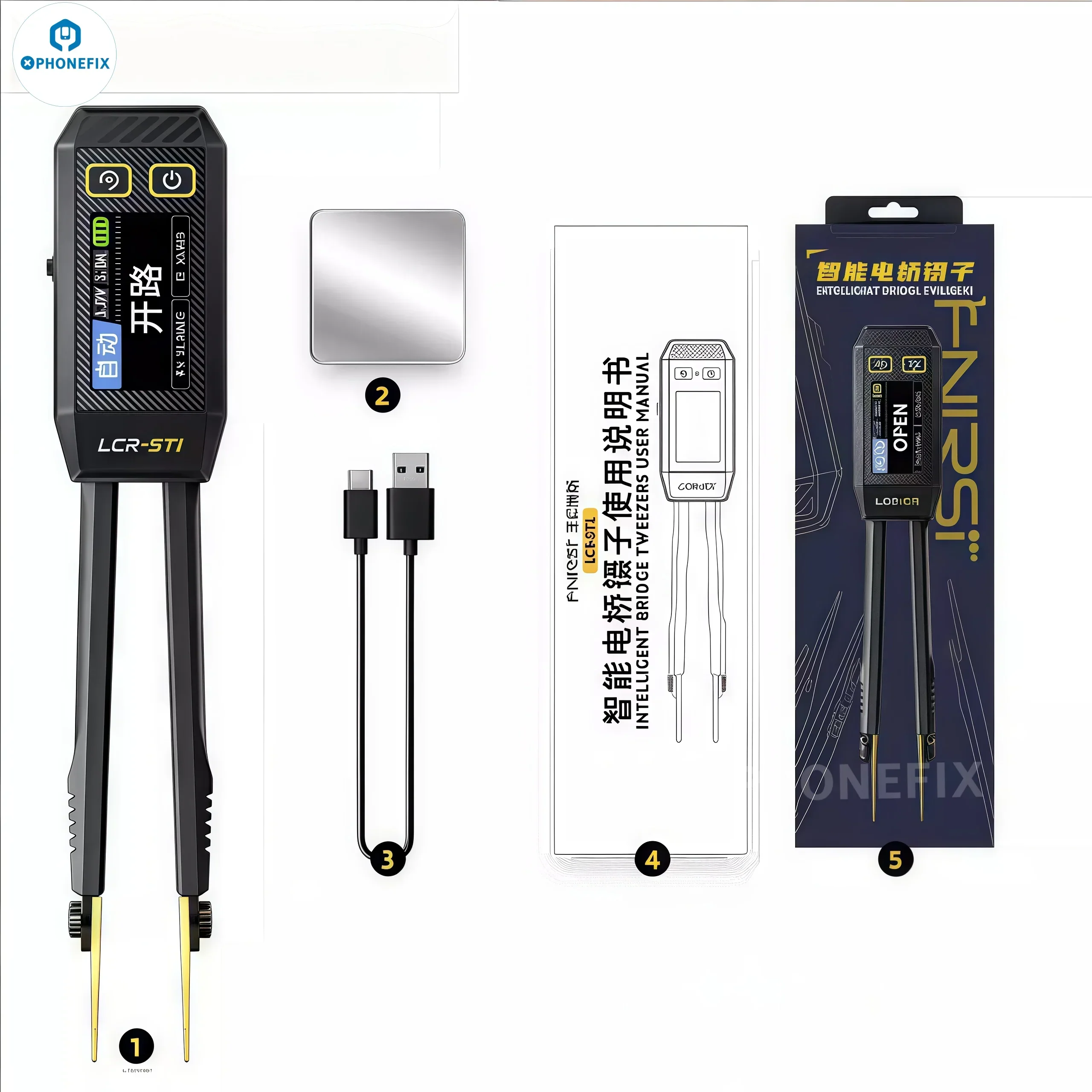 FNIRSI LC1020E LCR-ST1 Mini Digital Tweezers Bridge LCR ESR Tester - Image 11