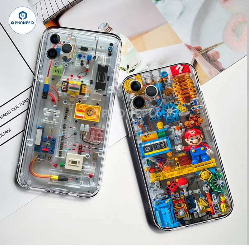 For iPhone 12-16 Pro Max Creative Mario Cartoon Transparent Phone Case - Image 2