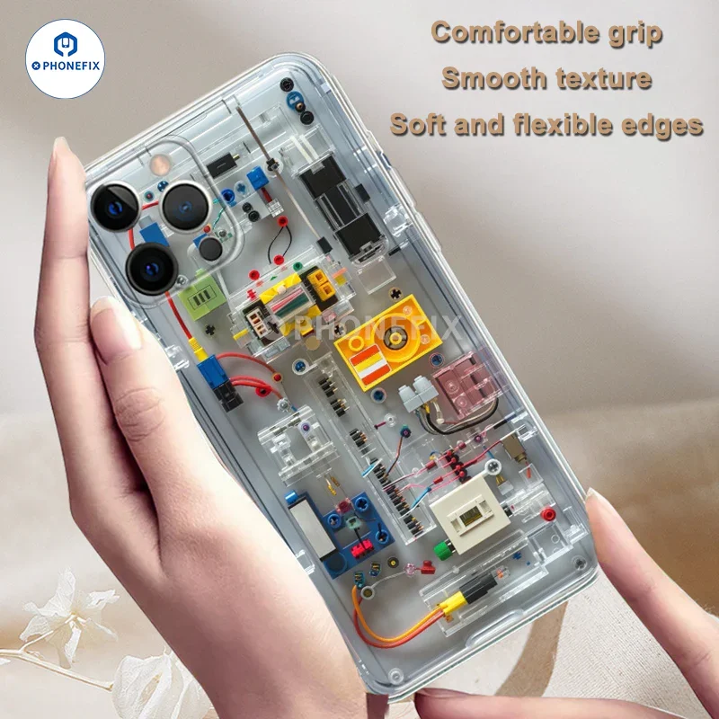 For iPhone 12-16 Pro Max Creative Mario Cartoon Transparent Phone Case - Image 3