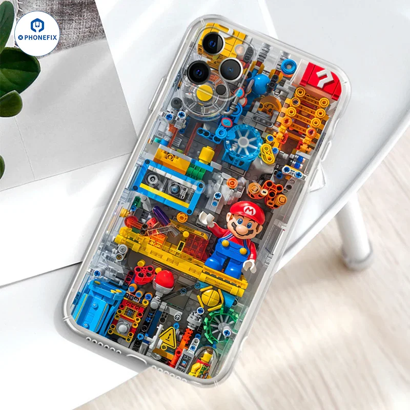 For iPhone 12-16 Pro Max Creative Mario Cartoon Transparent Phone Case - Image 4