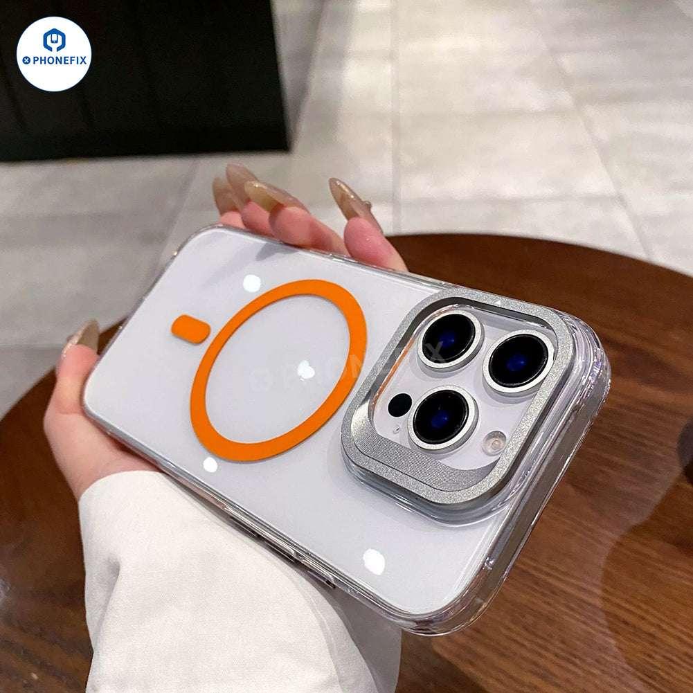 For iPhone 13-17 Clear Case with MagSafe Metal Camera Ring Stand - Image 5