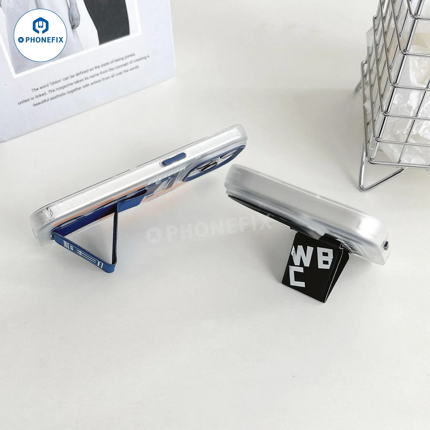 For iPhone 16 Pro Max Frosted Case With Push-pull Folding Stand - Image 4