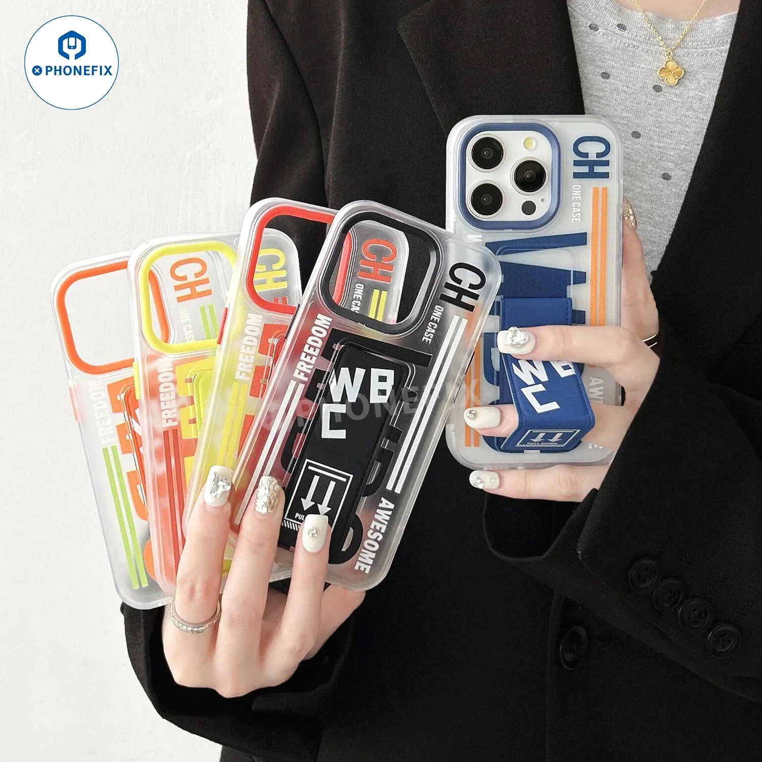 For iPhone 16 Pro Max Frosted Case With Push-pull Folding Stand - Image 5