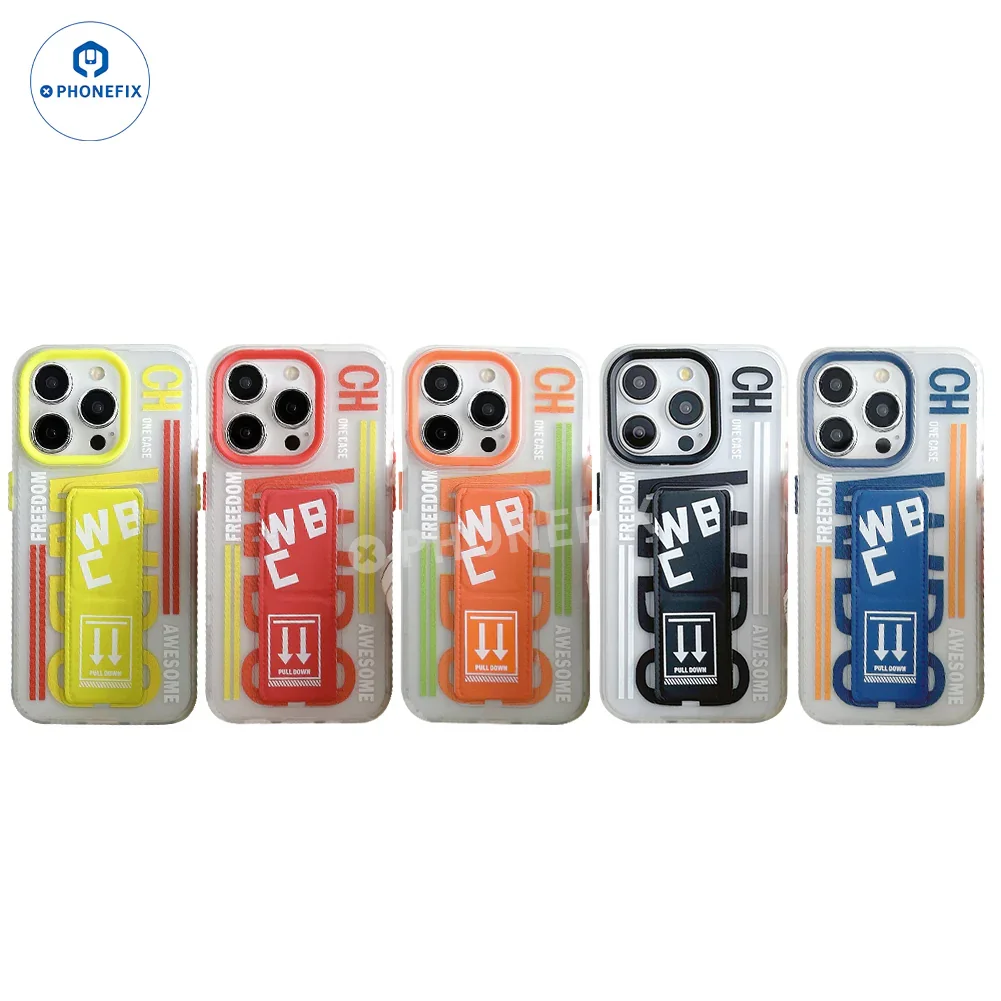 For iPhone 16 Pro Max Frosted Case With Push-pull Folding Stand - Image 6