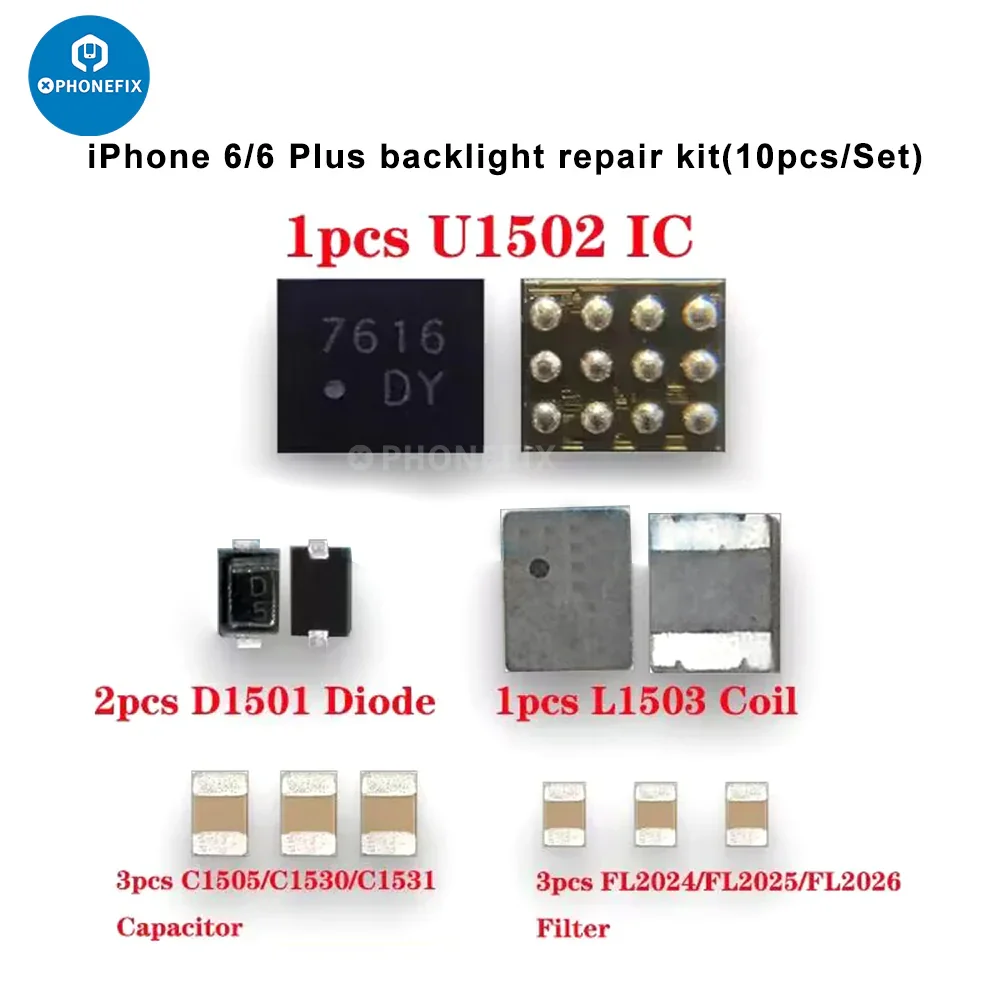 For iPhone Backlight Chip Diode Capacitor Coil Filter Repair Kit - Image 2