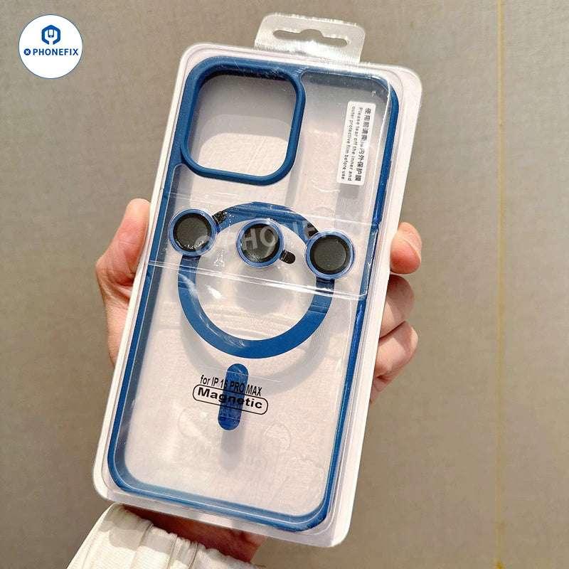 For iPhone Magnetic Frosted Phone Case With Camera Lens Film - Image 6