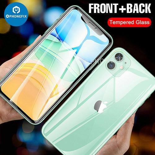 For iPhone X-15 PM Front Back Tempered Glass Screen Protector Film - Image 3