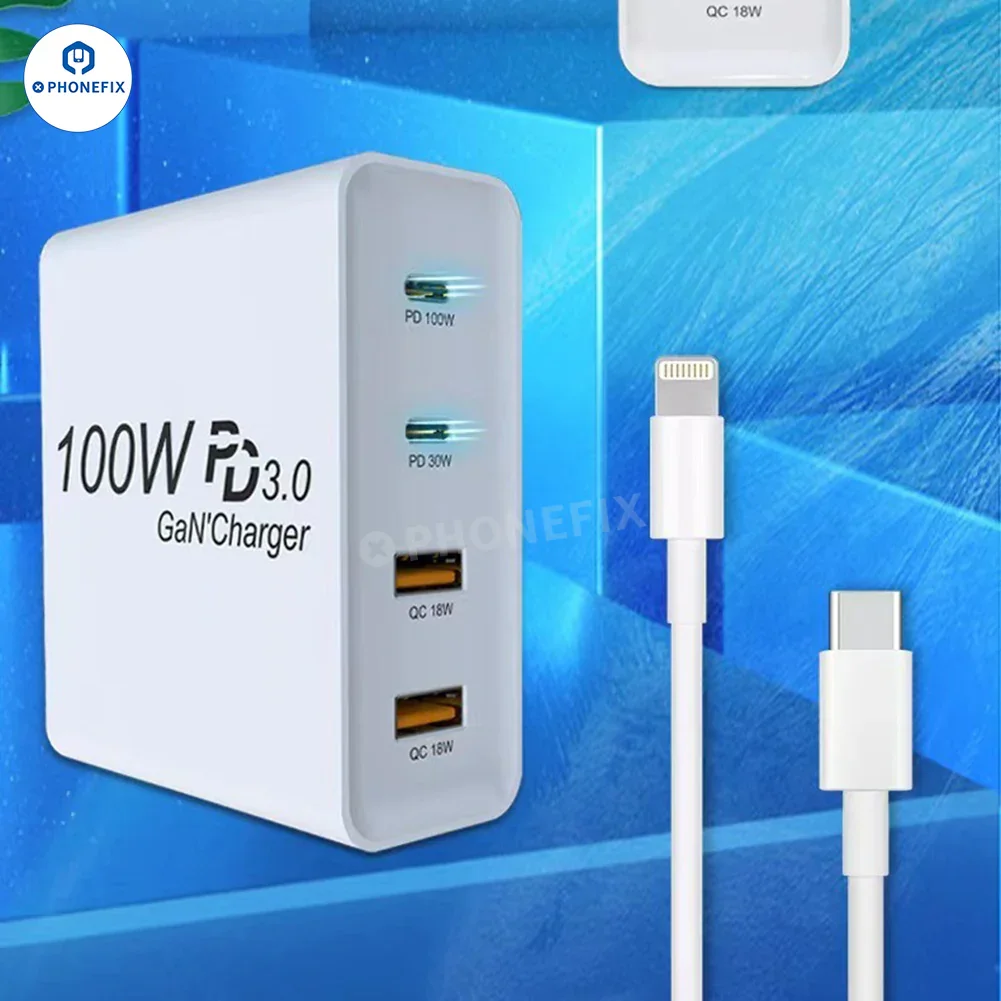 GaN PD-100W Charger with Convertible Plug for Laptops and Mobile Phone - Image 2